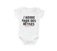 Kiribou Body Bébé J’adore Faire des Bêtises avec Tata - Cadeau Pour Tata Rigolote