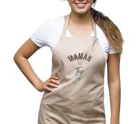 Kiribou KIR-TAB-MAM-01 : Tablier de Cuisine Maman au Top - Parfait pour Cuisiner avec Amour - BEIGE
