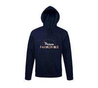 Kiribou Maman Formidable Sweatshirt à Capuche - Cadeau Parfait pour Anniversaire/Fêtes des Mères (FR/ES, Alpha/Lettres, XS, Taille Normale, Taille Normale, Bleu)