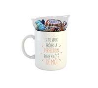 Kiribou Mug avec Chocolat Si Tu Veux Frôler La Perfection, Passe à Côté de Moi - Idée Cadeau Originale