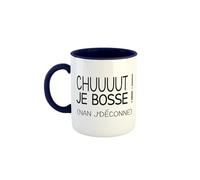 Kiribou Mug Collègue Chut je bosse ! (Non j'déconne) - Tasse humoristique pour le bureau (Bleu)