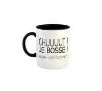Kiribou Mug Collègue Chut je bosse ! (Non j'déconne) - Tasse humoristique pour le bureau (Noir)