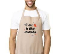 Kiribou Tablier de Cuisine Ici le Chef, c'est Moi - Cadeau Humoristique et Pratique