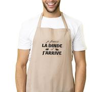 Kiribou Tablier de Cuisine Je Fourre la Dinde et J’Arrive - Cadeau Original et Amusant