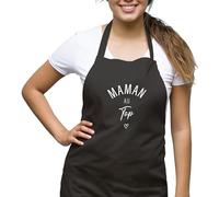 Kiribou Tablier de Cuisine Maman au Top - Parfait pour Cuisiner avec Amour - NOIR