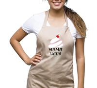 Kiribou Tablier de Cuisine Mamie Gâteau - Cadeau pour les Amatrices de Pâtisserie - BEIGE