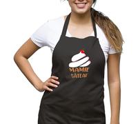 Kiribou Tablier de Cuisine Mamie Gâteau - Cadeau pour les Amatrices de Pâtisserie - NOIR
