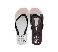 Kiribou Tong Monsieur & Madame - Cadeau pour les Couples Épris de Style (Blanc, Système Taille Chaussures EU, Adulte, Numérique (intervalle), Très large, 43, 45)
