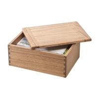 KIRIGEN Boîte de rangement en bois, coffret avec couvercle, brun foncé | Livrée montée, assemblage à tenon et mortaise, huile végétale, extérieur 28 × 20 × 12 cm, intérieur env. 26 × 17,7 × 9,8 cm.