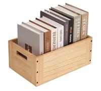 KIRIGEN Caisse bois empilable, casier de rangement, 36x23x15,2 cm, naturel | Bois de paulownia, ouvert sans couvercle, à assembler; plaques de liaison et patins inclus, finition à l’huile végétale