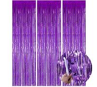 Kirikou Pack 3 Foil Fringe rideau fond Party decor, Metallic Tin Foil rideau photo fond pour anniversaire Bachelor Party Bridal baby shower decor (violet, 3,2 pieds x 6,5 pieds)