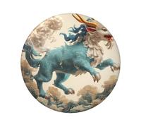 Kirin Beast Series Badge rond en fer blanc imprimé sur un seul côté, parfait pour une décoration personnelle et un cadeau