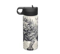 Kirin Line Drawing Bouteille en acier inoxydable avec paille pour loisirs en plein air