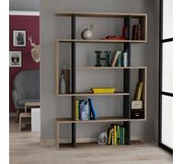 CONCEPT USINE | Bibliothèque Style Industriel | Design KIRJA Bois et Anthracite | 9 Étagères | Rangement Pratique | Hauteur 161 cm, Largeur 110 cm | Meuble d'Intérieur Élégant, Robuste et Fonctionnel