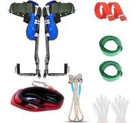 KIRJAUDU Kit Complet d’Escalade sur Arbre, Griffes d’Élagage à Double Dents Trempées, Baudrier d’Élagage Ajustable + Corde de Sécurité 3M, Crampons d’Arboriculture pour Élagage