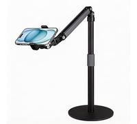 KIRJAUDU Stativ für Smartphone Bureau, Handyhalterung Tisch Réglable 360°, Support Téléphone en Métal pour Live et Vidéos, Visioconférence