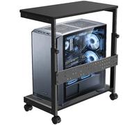 KIRJAUDU Support Tour PC Réglable en Hauteur, Support Ordinateur Métal | Support tour pc métal à hauteur ajustable, équipé de roues 360° verrouillables. Compatible avec tous les boîtiers PC.