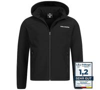 Kirkjubøur® Hestur Veste softshell pour homme avec capuche et doublure en polaire, colonne d'eau de 10 000 mm, respirante et imperméable avec col montant, extérieur, Noir , XS