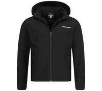 Kirkjubøur® Veste softshell pour homme, colonne d'eau de 10 000 mm, avec capuche et doublure polaire, respirante et déperlante, Noir , XL