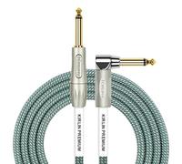 Kirlin Câble IWB-202PFGL-20/OL - 6,1 m - Droit à angle droit prise 6,35 mm Premium Plus Câble d'instrument, gaine tissée en tweed vert olive