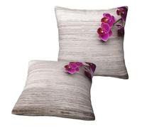 KIROJA Lot de 2 housses de coussin carrées de luxe et modernes avec motif orchidée
