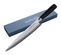 Kirosaku Couteau à Trancher Damas 20 cm - Couteau Cuisine Japonais en Acier Damas Ultra-Tranchant - Polyvalent pour Viande et Sushi - Couteau avec Manche en Bois Pakka pour Précision et Durabilité