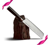 Kirosaku Couteau Nakiri Damas Premium - lame de 17cm Couteau de cuisine Nakiri Damas Couteau de cuisine en acier damassé japonais 67 couches AUS-10 bois de Pakka Couteau Nakiri Damas professionnel