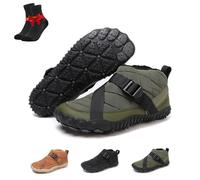 Kirposh Chaussures d'hiver pieds nus, bottines chaudes, bottes de randonnée imperméables doublées de fourrure, bottines de neige unisexes à cinq doigts(Green,37 EU)