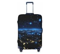 Kirrowe Blue Lights In The City At Night Housse de protection anti-rayures pour bagages de 45,7 à 32,4 cm, Noir, M