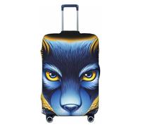 Kirrowe Golden Wolf Head Housse de protection anti-rayures pour bagages de 18 à 32 pouces, Noir, S