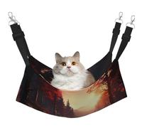 KIRROWE Hamac réversible à suspendre pour chat avec motif cerf dans la forêt de feuilles rouges - Hamac double face à suspendre pour petits animaux domestiques