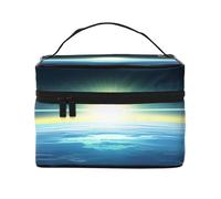 KIRROWE Looking up at the Earth Trousse de maquillage de voyage pour femme, trousse de maquillage portable, grande capacité, tous vos essentiels de beauté