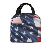 KIRROWE Sac à déjeuner motif drapeau des États-Unis pour homme et femme, tissu Oxford durable et feuille épaisse, parfait pour le travail et les activités de plein air