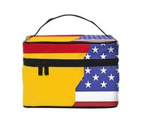 KIRROWE Trousse de maquillage de voyage avec drapeau espagnol américain pour femme, étui cosmétique portable, grande capacité, pochette de rangement pour tous vos essentiels de beauté
