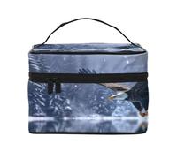 KIRROWE Trousse de maquillage de voyage pour femme - Village de Noël - Trousse de maquillage portable - Grande capacité - Tous vos essentiels de beauté, noir, One Size