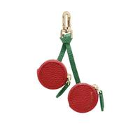 Kirschen Design Porte-Monnaie Porte-clés, Rouge et Vert, 6 Pouces de Long, Petit Étui Zippé Fait Main