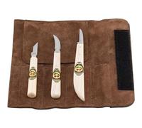 "KIRSCHEN" Outils 3307000 | Jeu de couteaux à sculpter dans un étui en cuir velours, 3 pièces, couteau à entailler