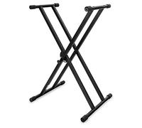 Kirstein Pied de clavier en X à double barre (réglable en hauteur sur 5 niveaux, pliable, stable) noir