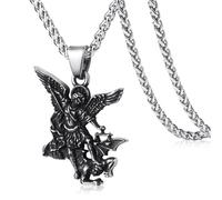 KIRTIJW Collier Saint Christophe/George/Michael/Jusus/Marie en acier inoxydable pour homme Médaillon des saints patrons, Acier inoxydable, Pas de pierre précieuse