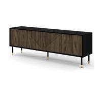 Kirua - meuble tv - 180 cm - Noir / Bois