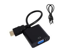 KIRVOS Adaptateur HDMI vers VGA,1080P, Noir,Câble de Connexion Vidéo,HDMI mâle vers VGA Femelle avec Audio pour Ordinateur Portable, PC, Ordinateur de Bureau, TV, Xbox