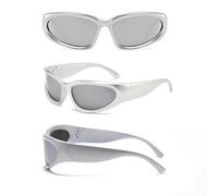 KIRVOS Lunette Futuriste Soleil Futuristes,Lunette Futuriste Soleil Futuristes,Lunette de Mode Drole et Tendance pour Adultes et Enfants,Protection UV pour Festivals et Rave Parties