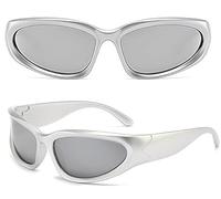 KIRVOS Lunette Soleil Futuristes,Lunettes de Soleil Y2K Enveloppantes Lunette,Accessoires Cosplay Halloween,pour Adultes et Enfants,Protection UV pour Festivals et Rave Parties