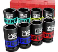 KIRXST Douilles à Choc 3/4", Coffret de 8 Douilles Métriques 26-38 mm, Douilles Profondes Impact pour la Réparation Automobile et le Remplacement des Pneus