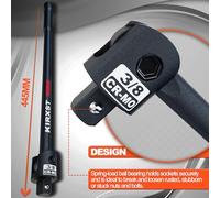 KIRXST Poignée Articulée 3/8", Barre de Force 445 mm, Clé de Force avec Tête Flexible, Manche Articulée pour Réparations Automobiles et Bricolage