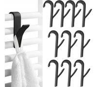 KIRZAX 10 Pcs Crochet Radiateur Rond, Crochet Radiateur Sèche Serviette,Crochet Serviette Salle De Bain, Patere Seche Serviette,ous Les Radiateurs Standards, Amovibles (Noir)