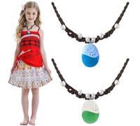 KIRZAX 2 Piece Necklace, Ocean Pendant Necklace, Glow-in-the-Dark Necklace, Hand-Woven Necklace with Pendant, Party Necklace for Women and Girls Collier de fête pour femmes et filles