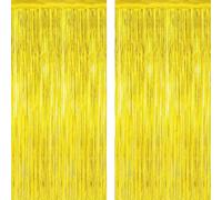 KIRZAX 2 Pièces Rideau Brillant Métallique,Serpentins Rideau Métallique Frange Fond Photo Fête Decoration,pour Photos de Fête Or, Decoration Anniversaire,Retraite Fête