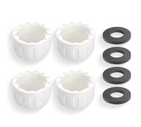KIRZAX 4 Pièces Bouchon PVC - 32mm Filet Intérieur Rond avec 4 Rondelles, peut être utilisé comme Couvre-Vanne & Régulateur Manuel, résistant au temps pour Jardin, Lave-Linge, Piscine