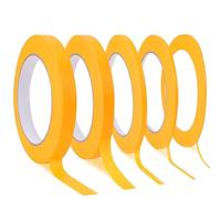 KIRZAX 5 Rouleaux de Ruban de Masquage,3/5/8/10/12 mm x 50 m Tapes - Ruban Vinyle pour Masquage de Précision, Ruban de Masquage pour la Décoration de Voitures Design Industriel Peinture(Jaune Clair)